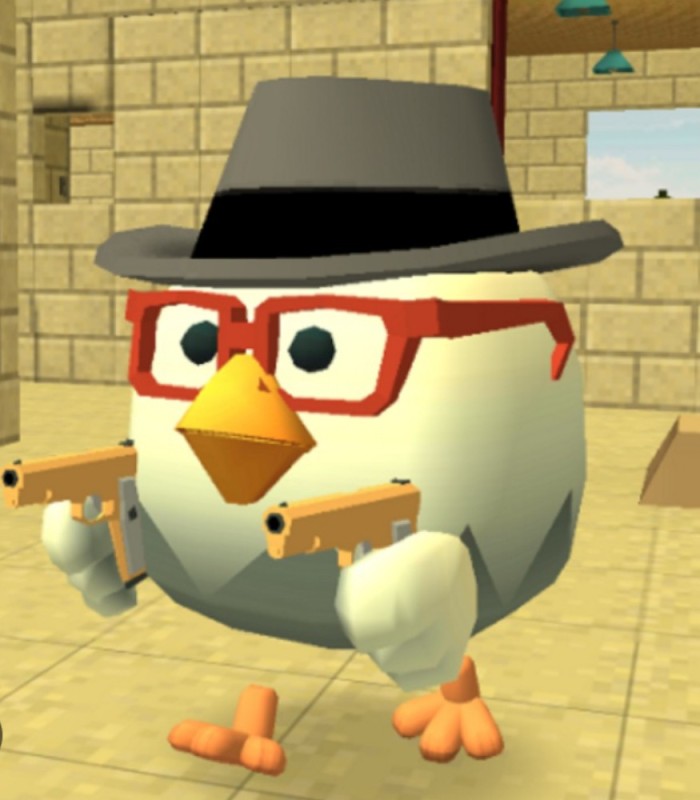 Create meme: chicken gun, chicken from chicken gan, Big-eyed Jack in Chicken Gun