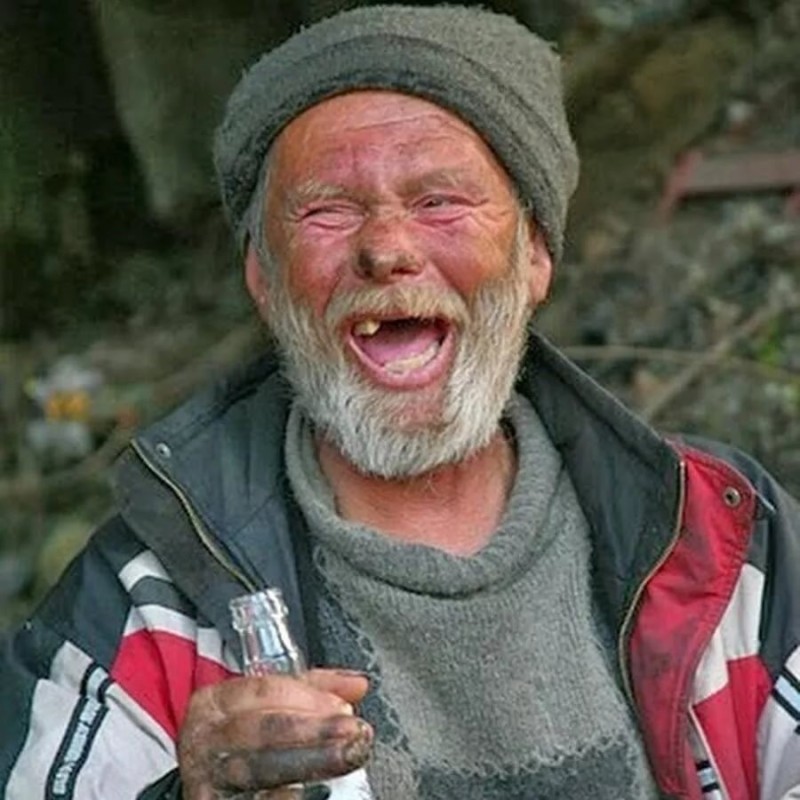 Create meme: the smiling bum, a homeless person with no teeth, homeless Valera