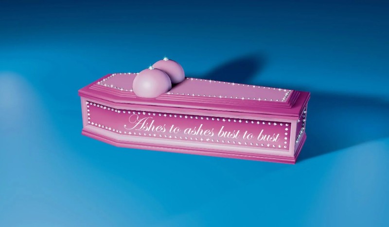 Create meme: pink coffin, The baby's coffin is pink, The coffin with Hello Kitty