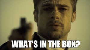 Create meme: film seven 1995 brad pitt, whats in the box, Seven