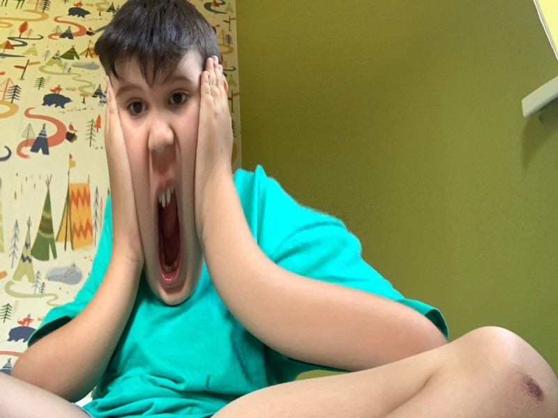 Create meme: the boy screams, the boy's face, the surprised boy