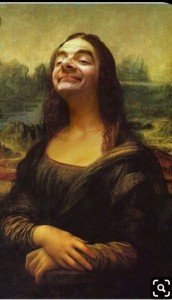 Create meme: painting, Mr bean painting Mona, Italyanskaya Mona Lisa