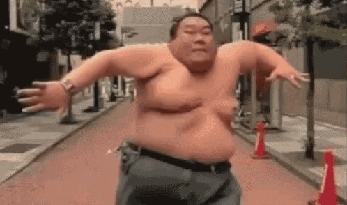 Создать мем: жирный дядя, толстяк, толстяк бежит