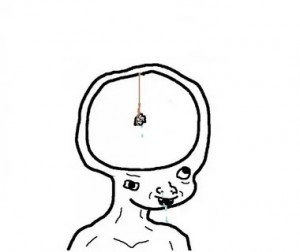 Create meme: meme, meme brain on a string, little brain meme