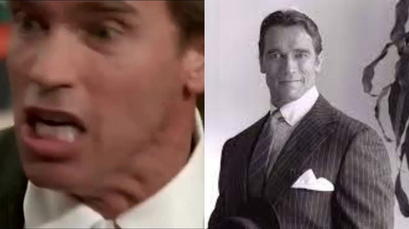 Create meme: Patrick Schwarzenegger, Arnold Schwarzenegger in a suit, arnold schwarzenegger poster