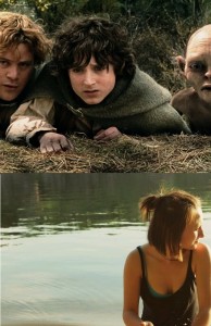 Create meme: frodo, the Lord of the rings stills, Frodo and Gollum