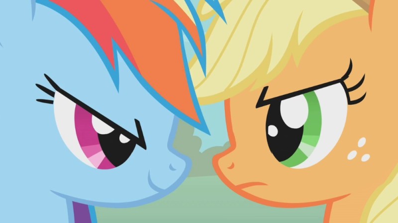 Создать мем: эпплджек против радуги дэш, pony, rainbow dash applejack