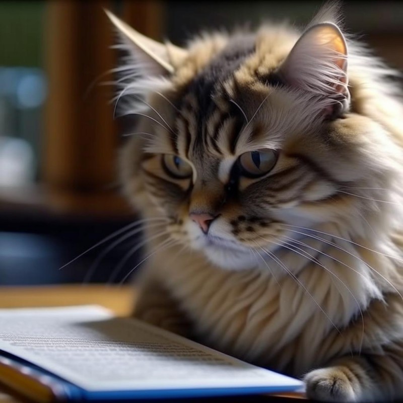 Create meme: smart cat, the reading cat, cat 