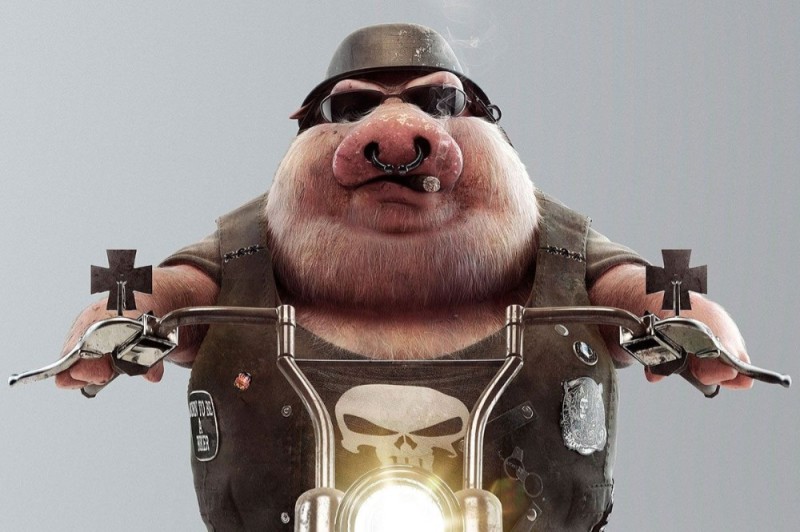 Create meme: the pig is cool, fighting pigs, pig with a cigarette