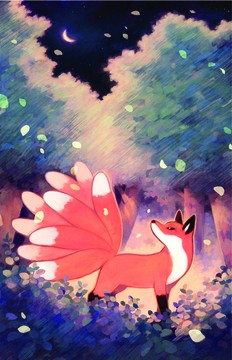 Create meme: Moonlight angel Kumiho, fox kitsune art, Chanterelle art