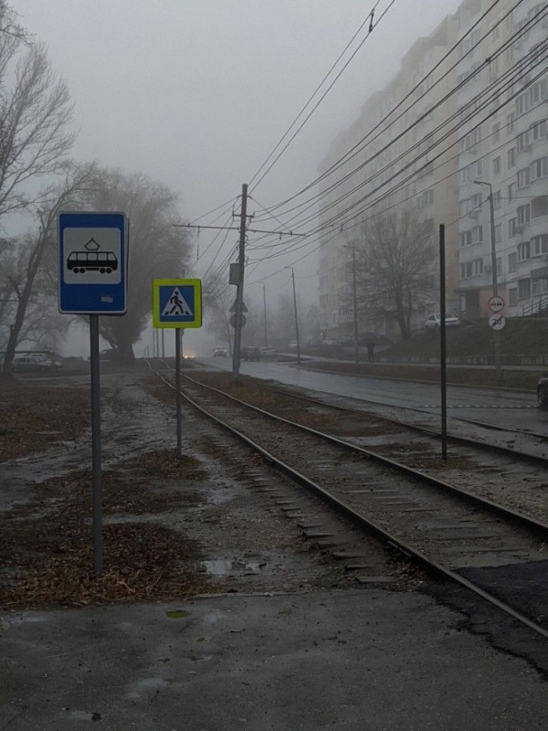 Create meme: thick fog , Izhevsk fog, urban electric transport