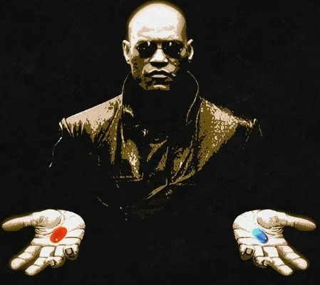Create meme: matrix Morpheus pills, morpheus offers pills, Morpheus 2 tablets