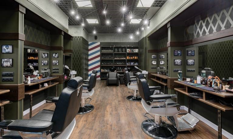 Создать мем: barbershop, брутальный барбершоп интерьер, дизайн барбершопа в зеленом цвете