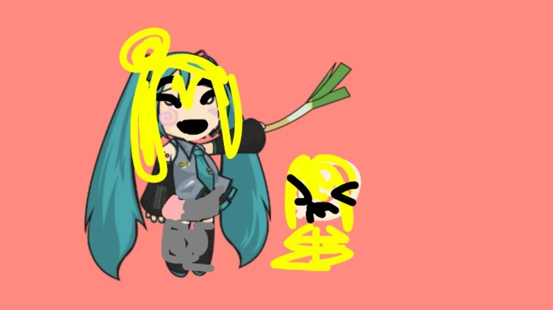 Create meme: Hatsune miku with leek, Hatsune Miku Chibi, chibi miku