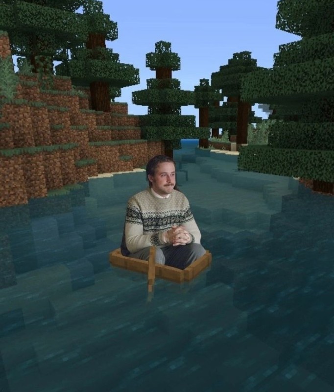 Create meme: minecraft boat, Steve is in a minecraft boat, cavegame