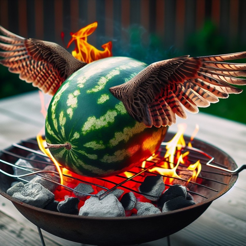 Create meme: grill, cooking on the grill, watermelon chicken