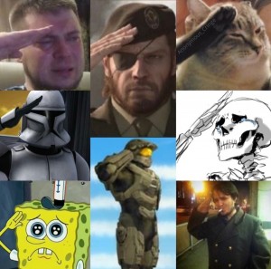 Create meme: cat salutes, cat salutes meme, press f collage