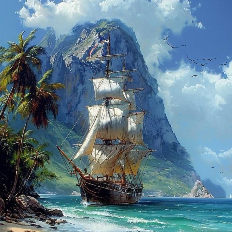 Create meme: sailing ship, beautiful sailboat, sailboat at sea