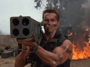 Create meme: Schwarzenegger granatomyot, Arnold Schwarzenegger with a grenade launcher, Schwarzenegger commando