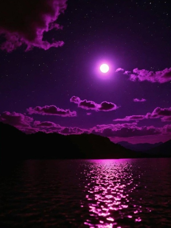 Create meme: lilac moon, purple night, violet