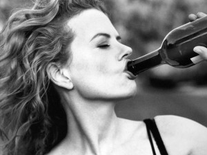 Create meme: girl, wine, Nicole Kidman black and white