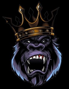 Create meme: gorilla art king, gorilla art king, vector gorilla with a crown