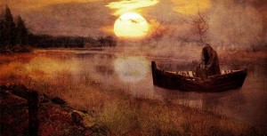 Создать мем: пейзаж, леди шалотт картина джон аткинсон, река забвения харон