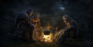 Create meme: sitting by the fire, campfire