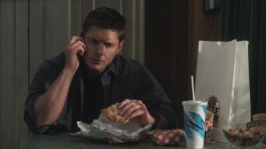 Create meme: Dean Winchester eating, the winchesters supernatural