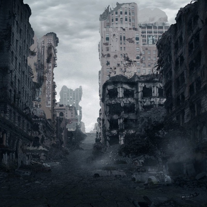 Create meme: book cover, post-apocalypse city, background the post-Apocalypse