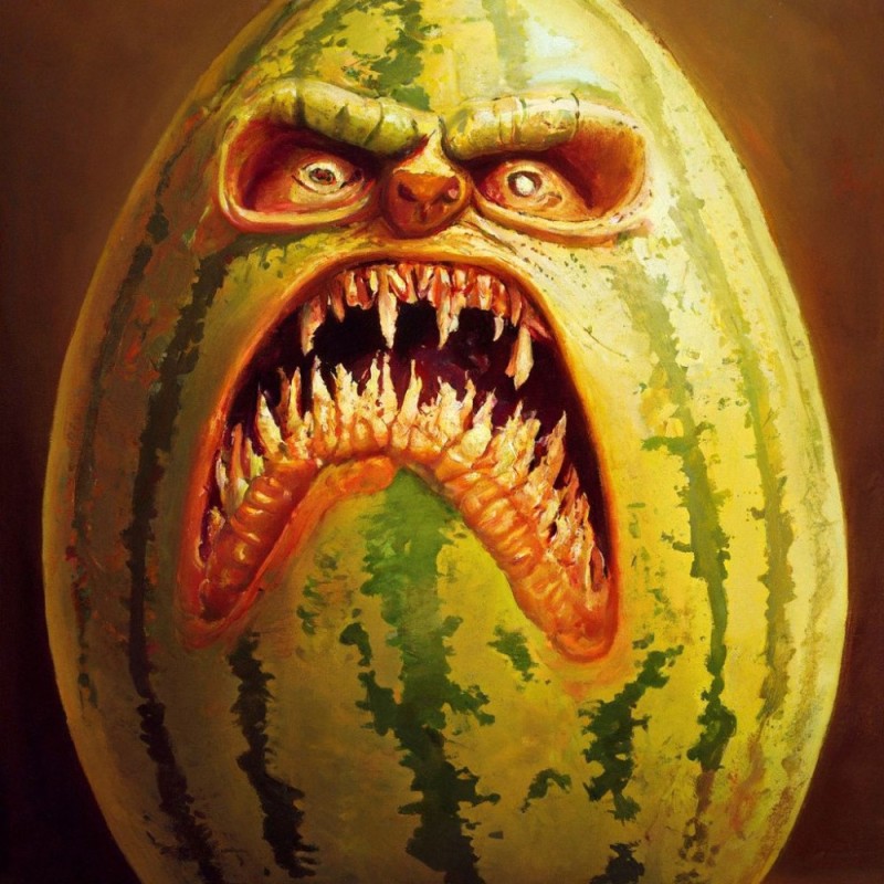 Create meme: watermelon , scary watermelon, a watermelon with eyes