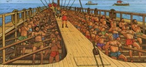 Create meme: galley, rowers on the galleys