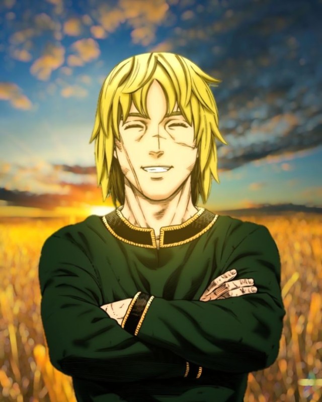 Create meme: Thorfinn Karlsefni The Vinland Saga, Thorfinn smiles, Torfin saga of Vinland adult