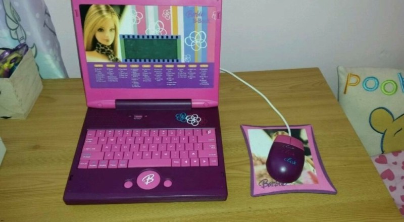 Create meme: barbie's laptop, A toy laptop, baby barbie laptop