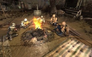 Create meme: S. T. A. L. K. E. R.: clear sky, stalker campfire, Stalker clear sky campfire