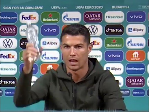 Create meme: footballer Cristiano Ronaldo, football player Ronaldo, cristiano ronaldo press conference
