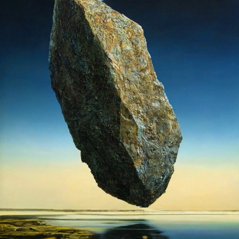 Create meme: the stone is large, Rene Magritte's castle in the Pyrenees, The stone cliff