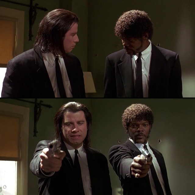 Create meme: pulp fiction John Travolta, Pulp fiction by Jules and Vincent, pulp fiction Vincent