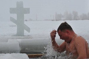 Create meme: baptism, Jordan, winter swimming in Peterhof