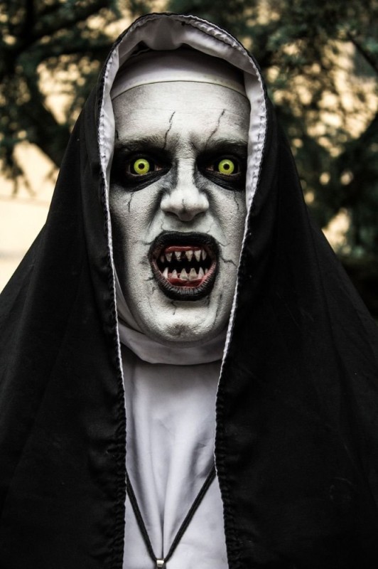 Create meme: the curse of the nuns, The nun is a horror movie, The evil nun