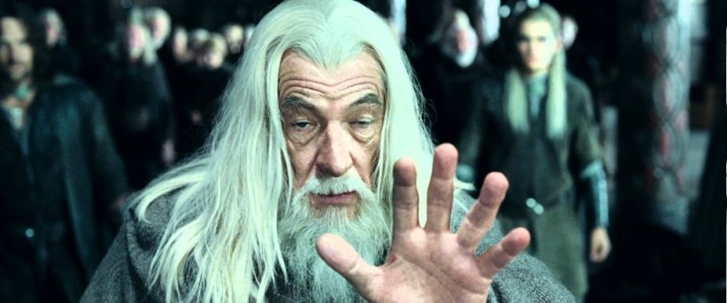 Create meme: Saruman Lord of the rings, gandalf the white, Gandalf banishes Saruman from théoden