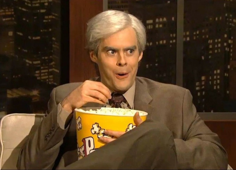 Create meme: the dude with the popcorn meme, eating popcorn meme, the man with the popcorn meme