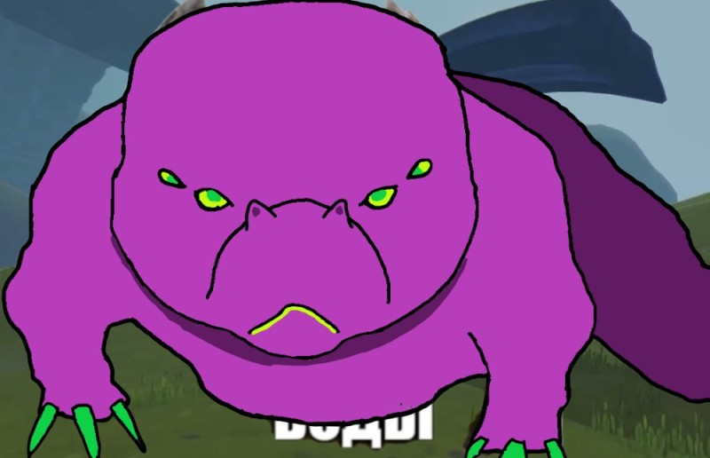 Create meme: carbot zergling, dinosaur , dinosaur Barney