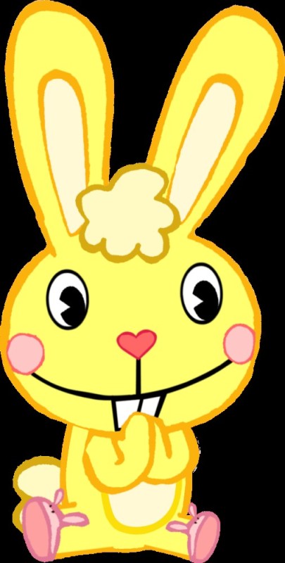 Create meme: happy tree friends yellow rabbit, yellow hare happy tree friends, cuddles happy tree friends