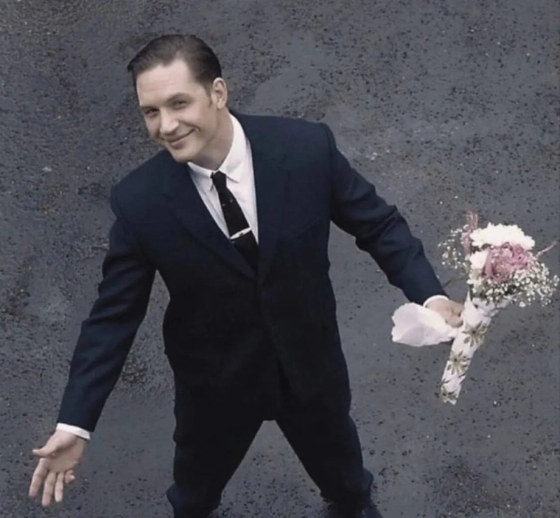 Create meme: tom hardy with a bouquet, Tom hardy is a legend, Tom hardy 