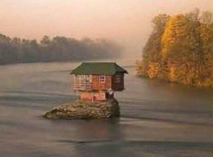 Create meme: house , house on the river, house on the Drina river