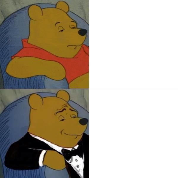 Create meme: memes with Winnie the Pooh in a Tux, Winnie the Pooh meme, Winnie the Pooh in a Tux