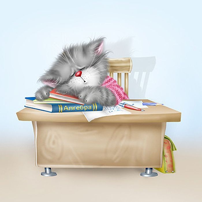 Create meme: kitty for lessons, artist alexey dolotov xenopus, a cat with a notebook