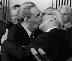 Create meme: Brezhnev Honecker kiss photo, Erich Honecker and Leonid Brezhnev, Brezhnev kissing photo