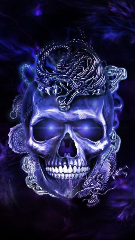 Create meme: skull blue, skull, skull in blue flames